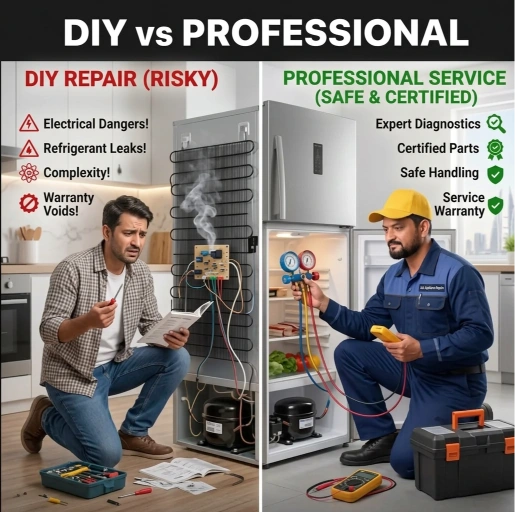 Comparison of professional split AC repair versus DIY in Bahrain, showing which fixes are safe to attempt and which need a qualified technician