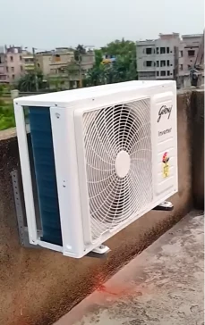 Newly installed AC outdoor unit mounted and running, Bahrain